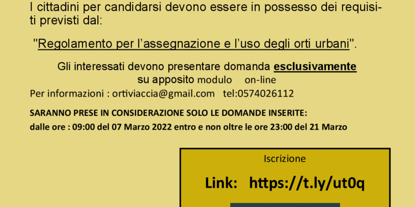 Orti urbani assegnazione marzo