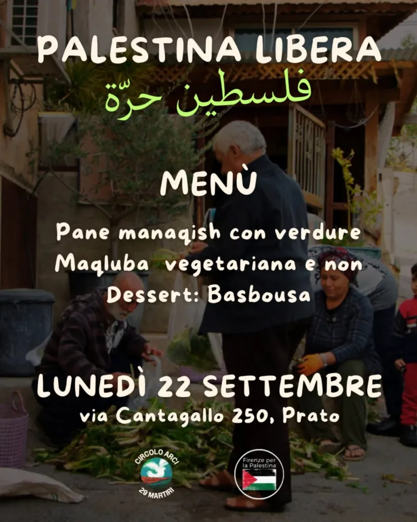29 martiri menu palestinese