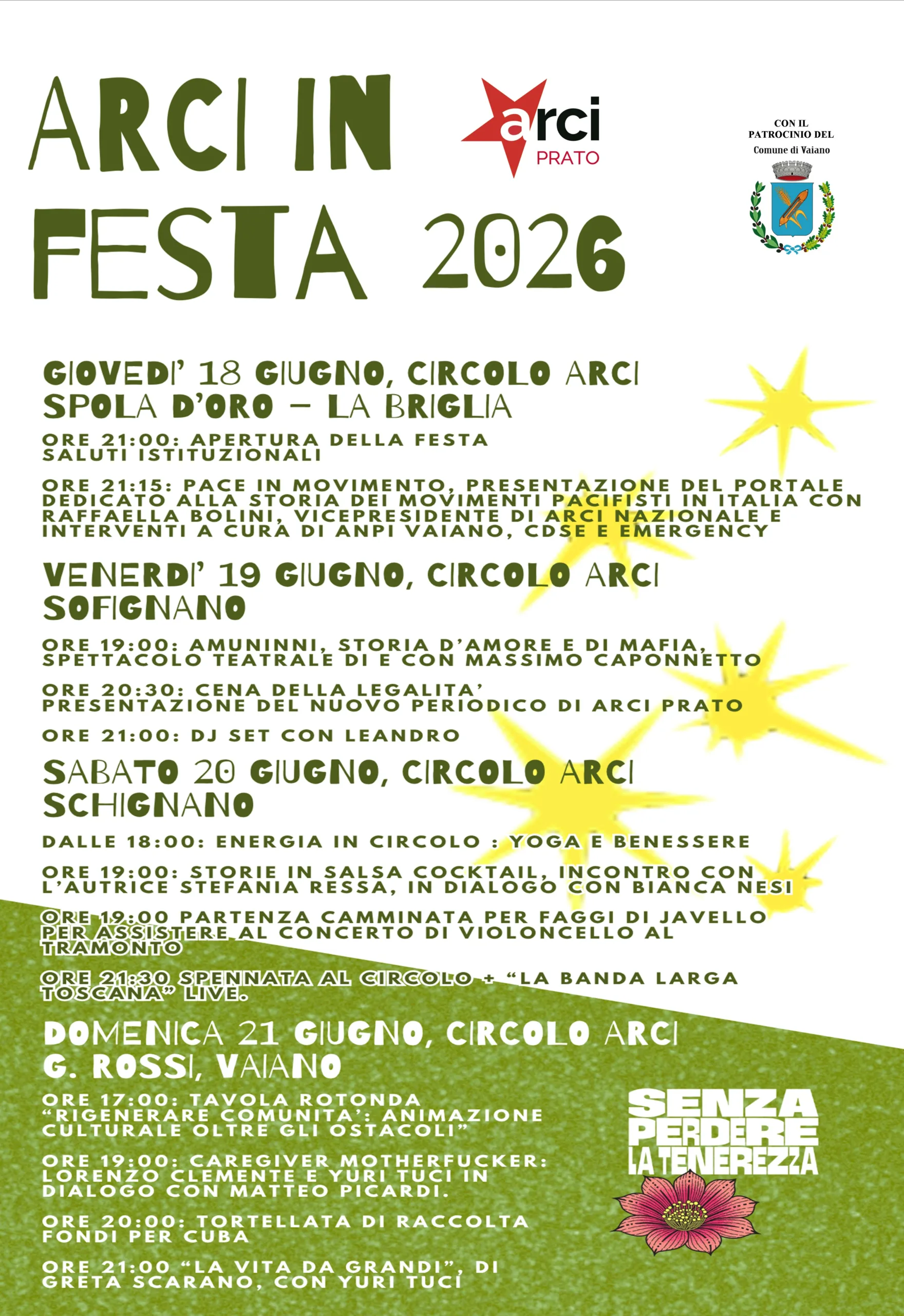 Locandina arci in festa 2026 con patrocinio